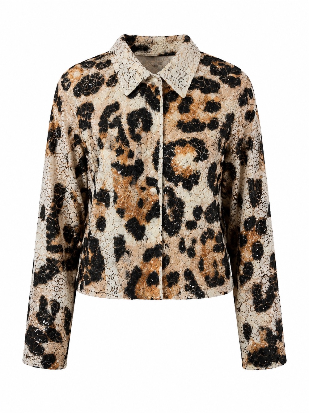 Leopard Lace Jacket in Beige and Black